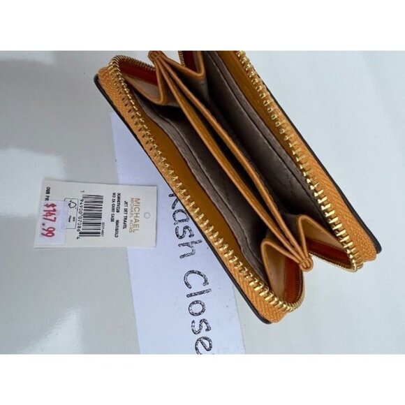 Michael Kors wallet card case zip around MK jet set purse marigold - Picture 4 of 5